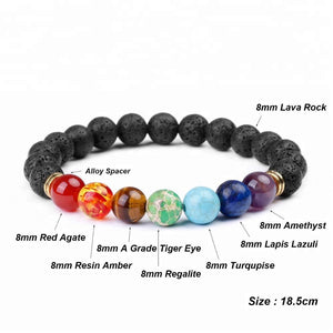 Diffuser Armband | 7 Chakra - Lavastenen