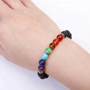 Diffuser Armband | 7 Chakra - Lavastenen