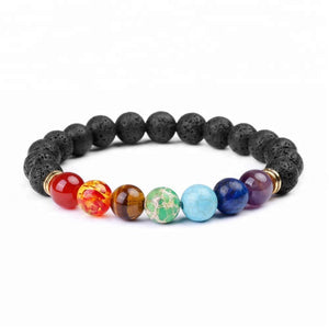 Chakra lava-armband met het relaxerende Aroma Stress-Away XL (30ml) en gratis Roll-On (10ml)